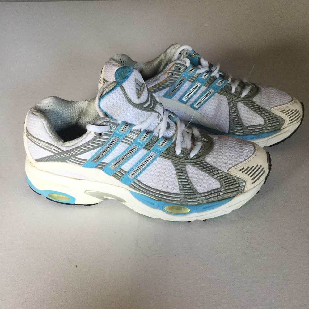 Adidas white and blue, Lace Up Forefoot Propulsion Size 8.5